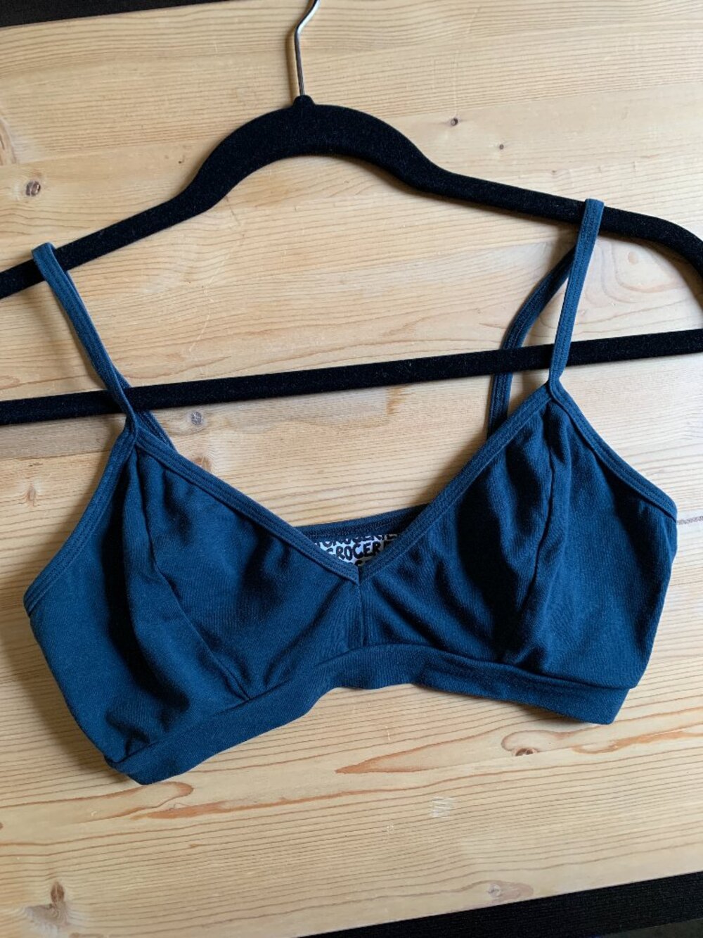 Groceries Apparel V-Bra Size M Steel Blue Organic Cotton Quiet Luxury Clean Girl